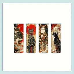 Магнітні закладки з ілюстраціями котів у японському стилі (4шт.)