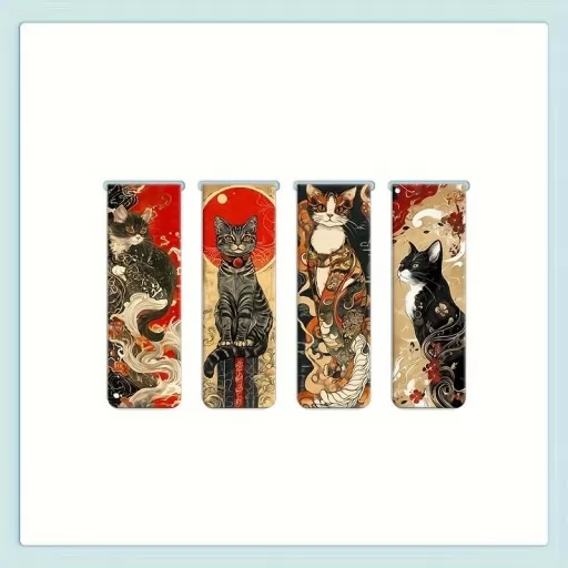 Магнітні закладки з ілюстраціями котів у японському стилі (4шт.)