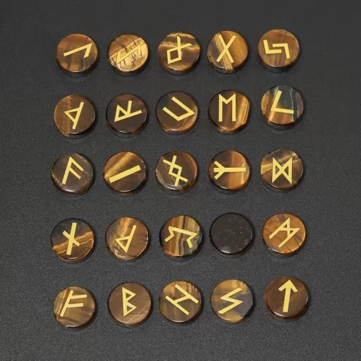 Набір "Скандинавські руни" з природного тигрового ока