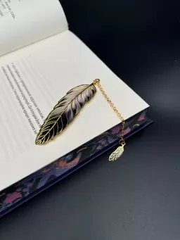 Металева закладка "Перо" (чорна) 